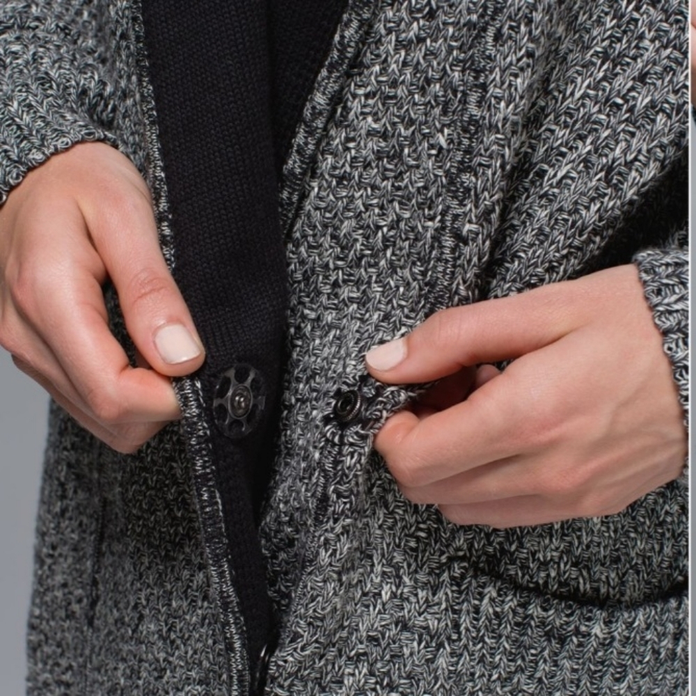 LULULEMON Post Practice Cardigan Ghost Black Knit - Picture 3 of 13